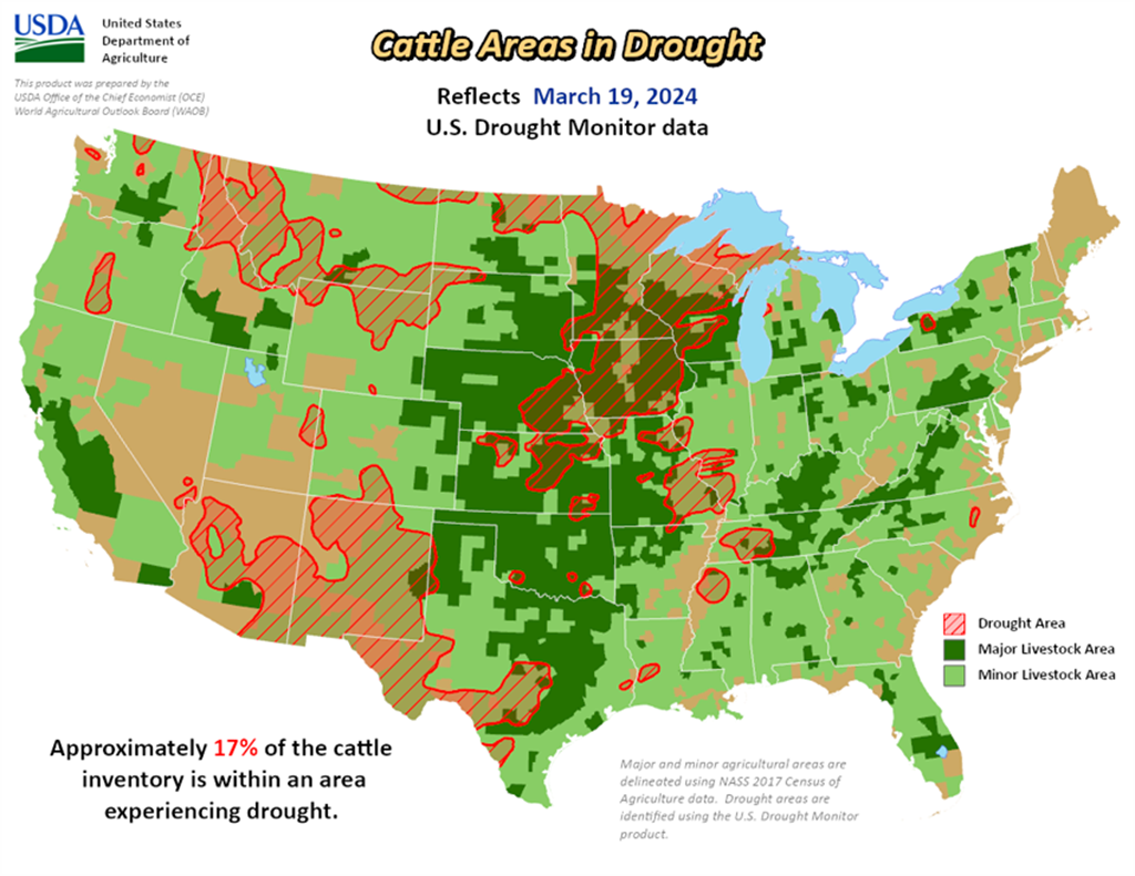 17% of U.S. Cattle are in Drought Areas... Down 1% from Last Week