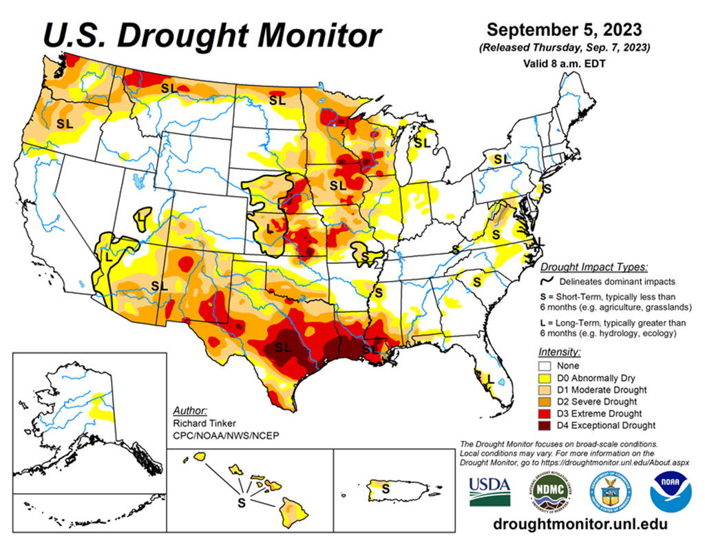 44% of U.S. Cattle are in Drought Areas compared to 40% Last Week