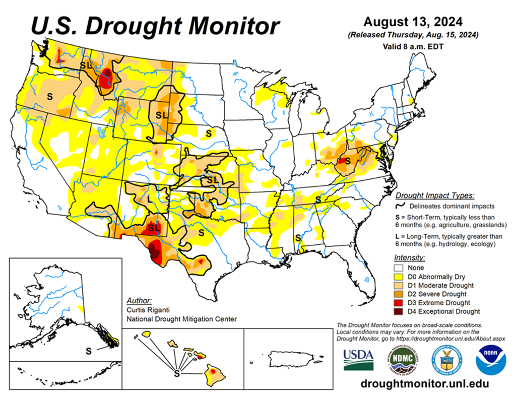 22.20 Percent of the Lower 48 States are in Drought