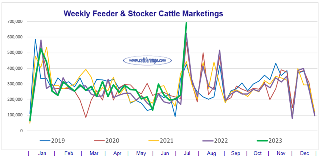 Feeder & Stocker Cattle Marketings for the week ending 7/15/23