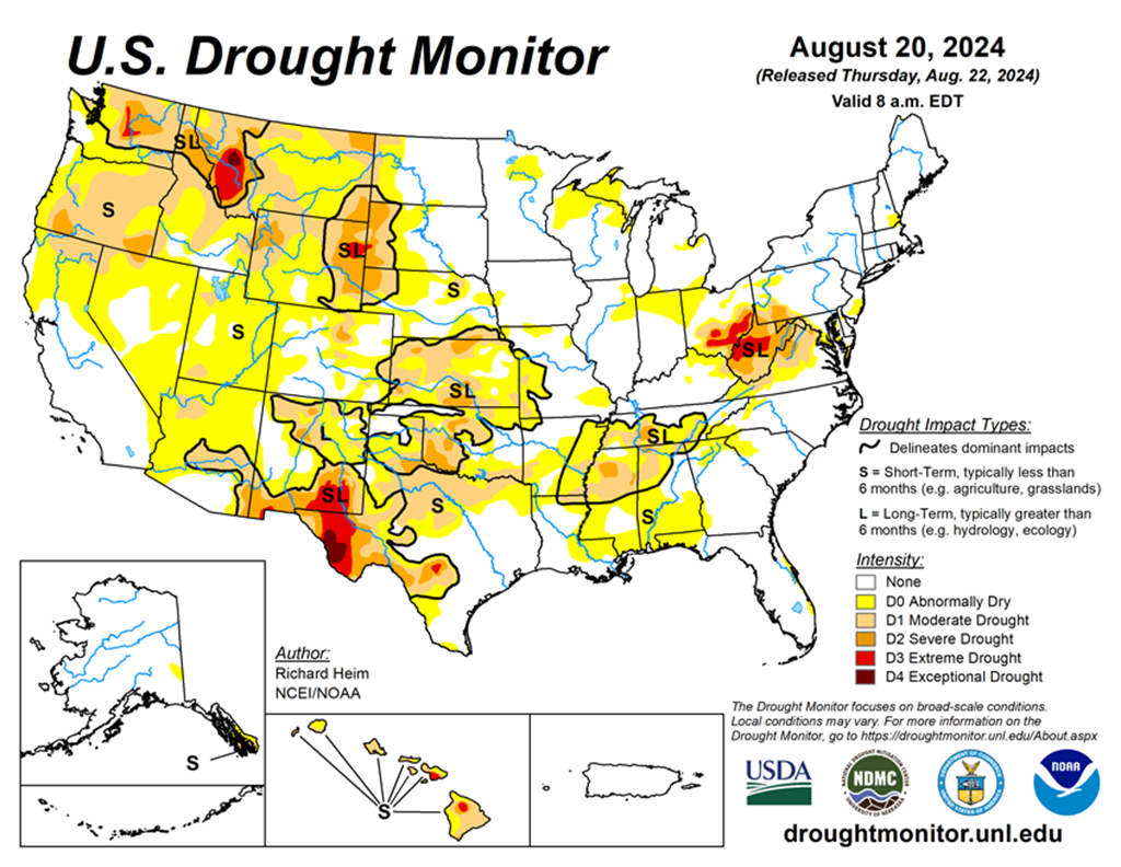 23.70 Percent of the Lower 48 States are in Drought