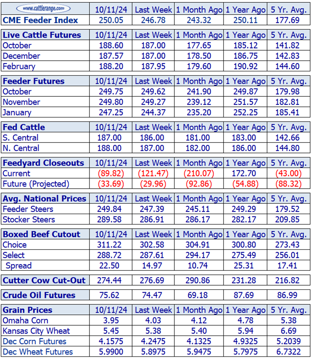 Weekly Cattle Market Overview for Week Ending 10/11/24