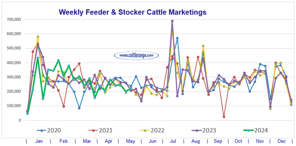 Feeder & Stocker Cattle Marketings for the week ending 5/18/24