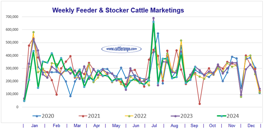 Feeder & Stocker Cattle Marketings for the week ending 9/14/24