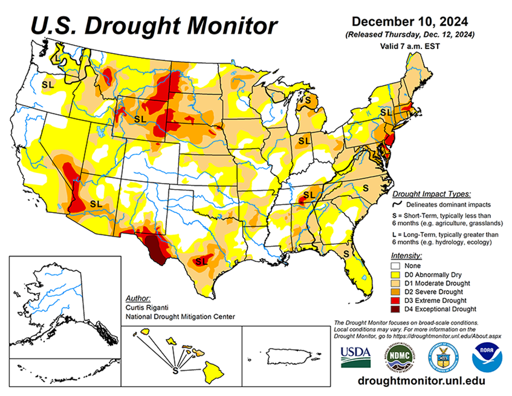 43.98% of the Lower 48 States & 41% of Cattle Areas are in Drought