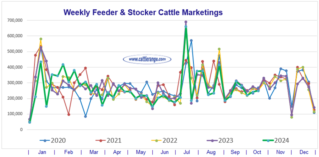 Feeder & Stocker Cattle Marketings for the week ending 10/12/24