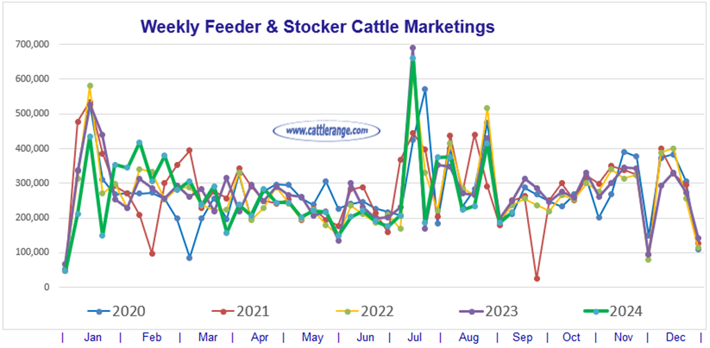 Feeder & Stocker Cattle Marketings for the week ending 9/7/24