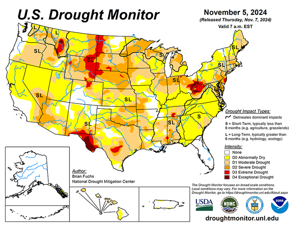 43.4% of the Lower 48 States & 54% of Cattle Areas are in Drought